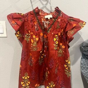 Entro Red Floral Blouse